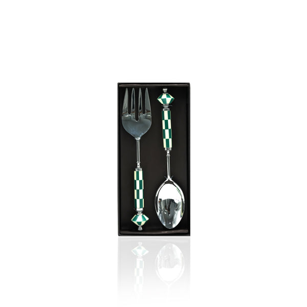 FYM-18023 Stainless Steel 2-Piece Salad Serving Set – Fork and Spoon, 28cm