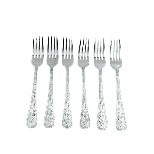 HS616567 Stainless Steel 6-Piece Fork Set – Silver, 15cm
