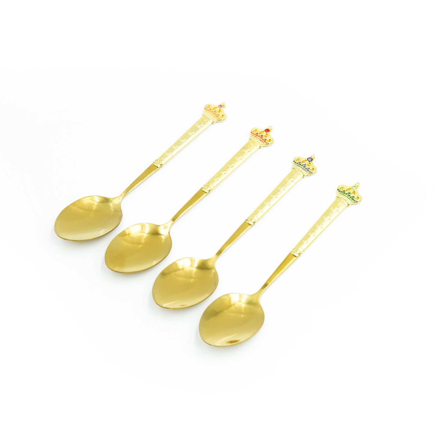 IE-52527 Stainless Steel 4-Piece Spoon Set – Gold with Decorative Handle, 19cm