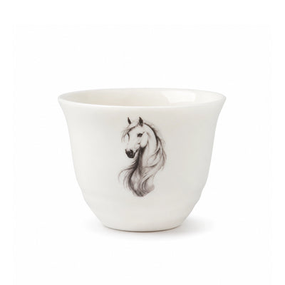 Porcelain Cawa Cup Set – 12 Pieces – 80cc – Black Horse Design