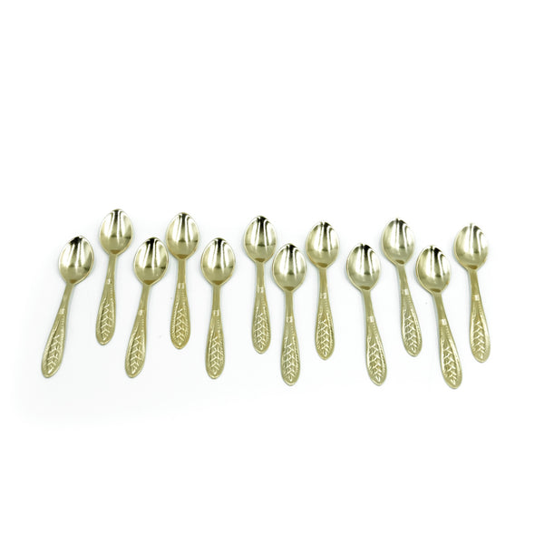 2145/2151 Stainless Steel Tea Spoon 12-Piece Set - Gold, 10cm