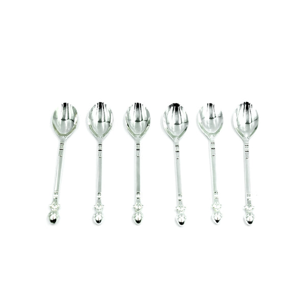 CD Stainless Steel 6-Piece Spoon Set  -  Decorative Handle, 13cm