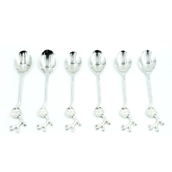 Cd Stainless Steel 6-Piece Spoon Set -  Decorative Handle, 13cm