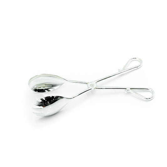 CD-6246  Stainless Steel Salad Serving Tong - Silver with Decorative Handle, 25cm