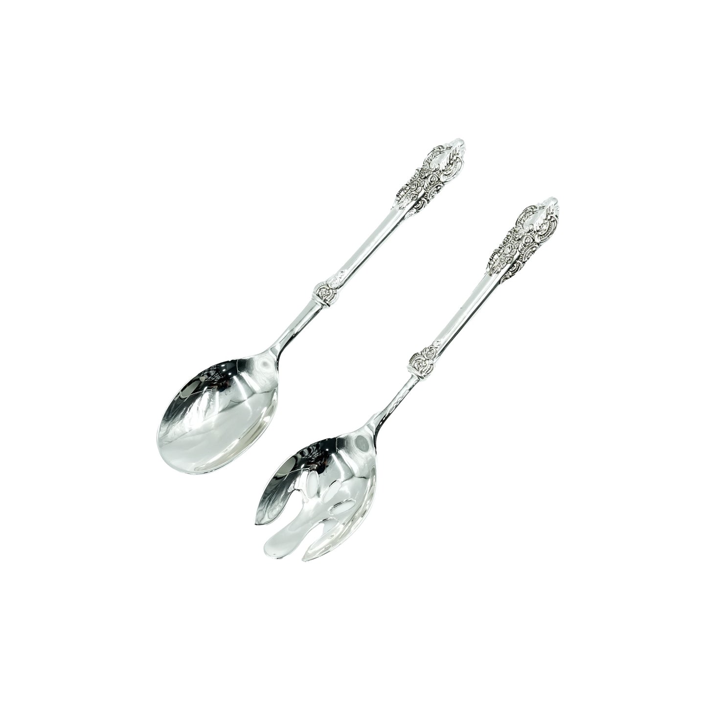 Cd-5767 Stainless Steel Salad Server Set - Silver with Decorative Handle, 27cm