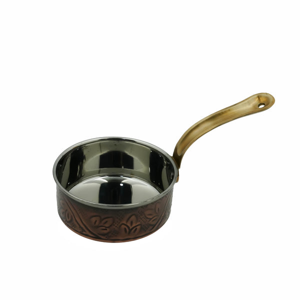 CD-197 – Brass Carving Sauce Pan – Traditional Design – Stainless Interior