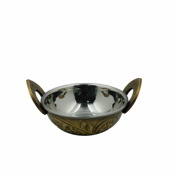 CD-212 – Brass Carving Kadhai – Traditional Design – Stainless Interior