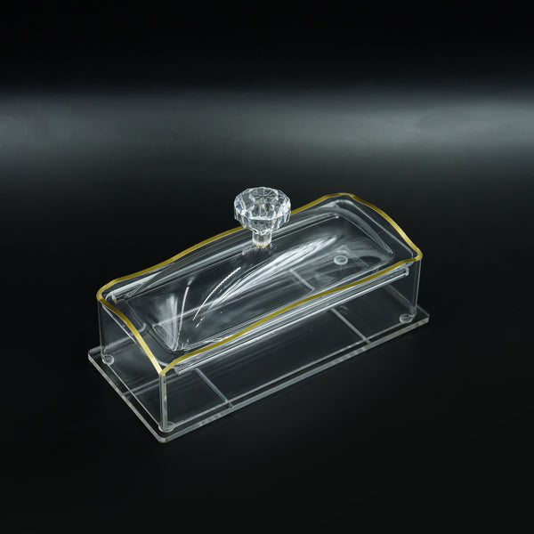 HO-641-STG Acrylic Spoon Holder with Gold Line Detailing