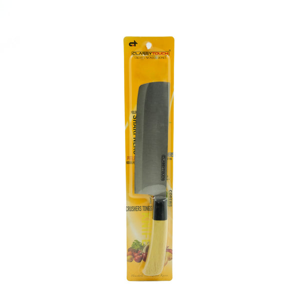 CT1007 Kitchen Knife – Classy Touch Stainless Steel Cleaver with Wooden Handle