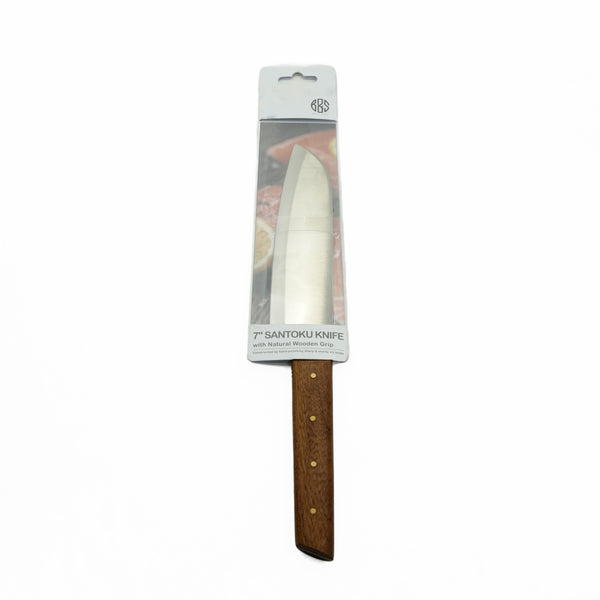 DI0140KF Chef’s Knife 7" – Stainless Steel Santoku Knife with Natural Wooden Handle