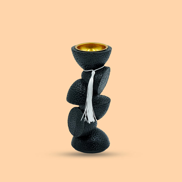 Incense Burner Black Finish – 18cm Height – Artistic Home Décor & Fragrance Holder – NF-36170-P