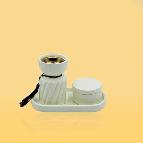 Incense Burner White Finish – 12cm Height, 17cm Width – Modern Home Décor & Fragrance Holder – NF-36079-P