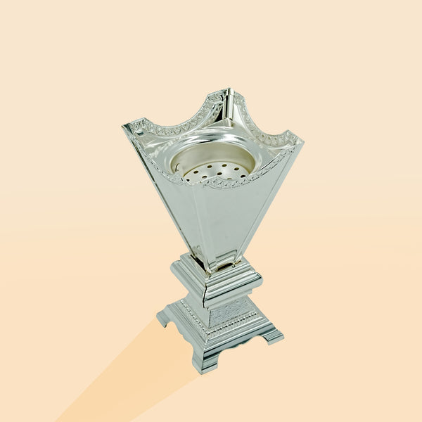 Incense Burner Silver Finish – 20cm Height – Home Decor & Fragrance Holder – TA2833