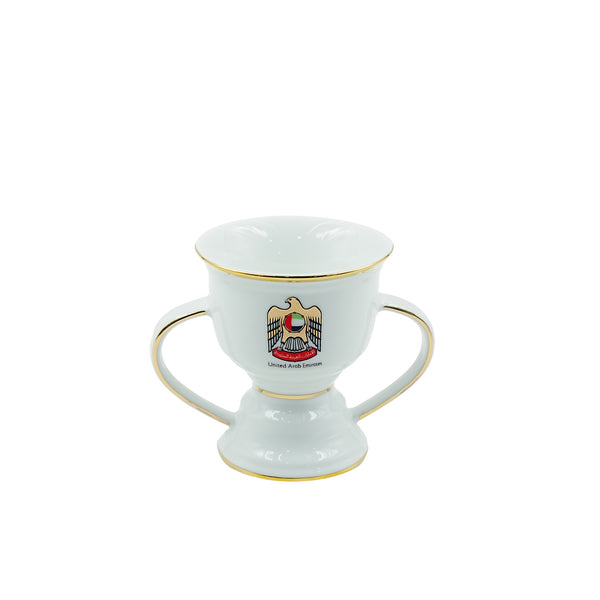 Incense Burner with UAE Logo – Small – White & Gold Finish – 12cm (H) – BR-09-SG