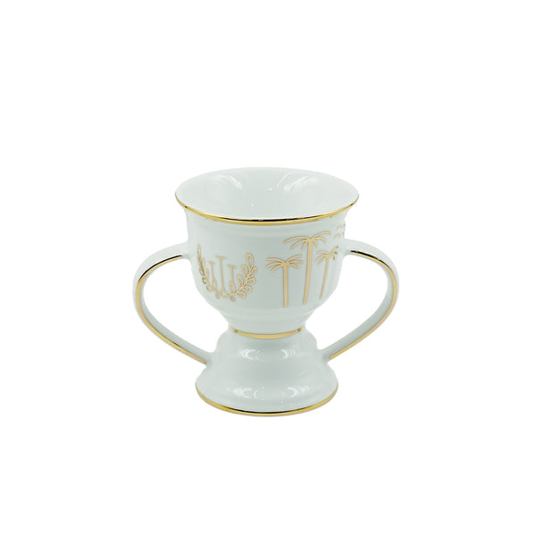 Incense Burner – Small – White with Gold Line  – 12cm (H) – BR-12-SG
