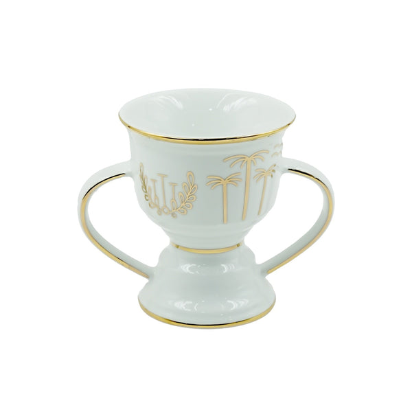 Incense Burner – Medium – White with Gold Line – 13cm (H) – BR-12-MG