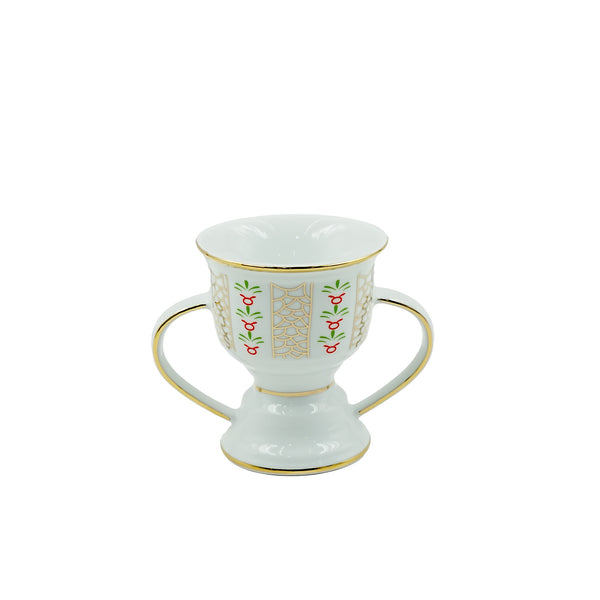 Incense Burner – Small – White with Golden Floral Design – 12cm (H) – BR-11-SG