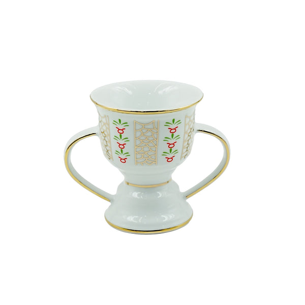 Incense Burner – Medium – White with Golden Floral Design – 13cm (H) – BR-11-MG