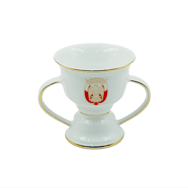 Incense Burner with Abu Dhabi Logo – Medium – White & Gold Finish – 13cm (H) – BR-15