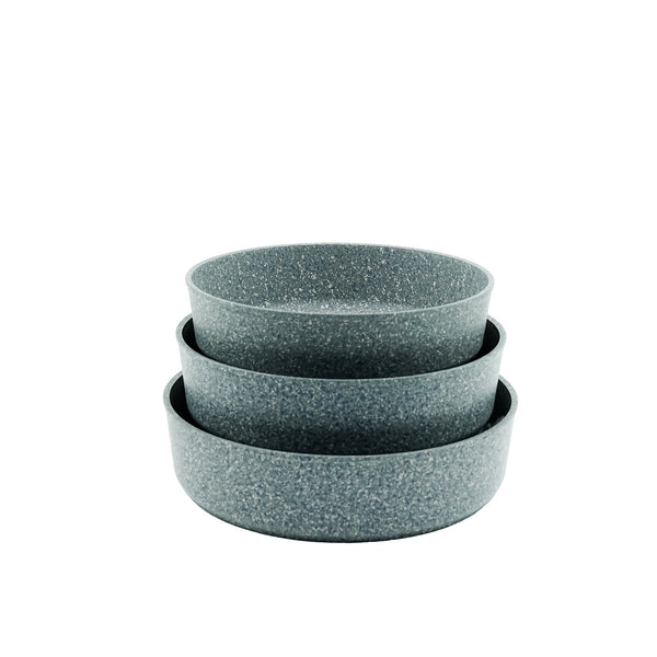 Falez Round Tepsi Baking Pan 3-Piece Set – Silver Granite Finish – FLZ-TRY-SI-03