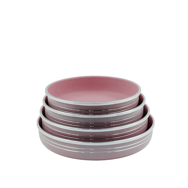 Granite Round Cake Pan 4-Piece Set – Pink Speckled Finish – 9027