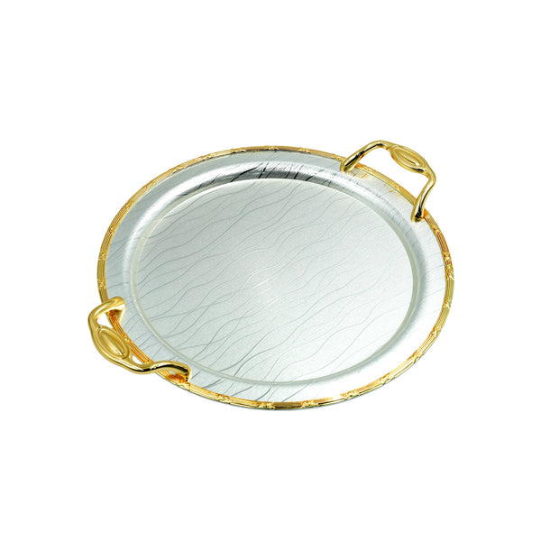 AMSG-TW-2477LW Round Serving Tray with Acrylic Lid – Silver & Gold Finish - 36cm (D)