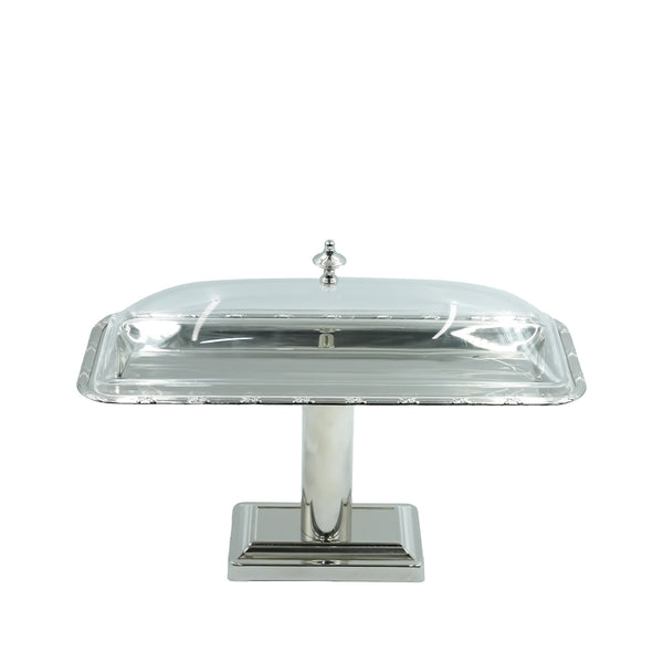 AMN-TW-1747L Long  Silver Serving Tray with Acrylic Lid & Base- 38cm (W) x 15cm (L) x 30cm (H)