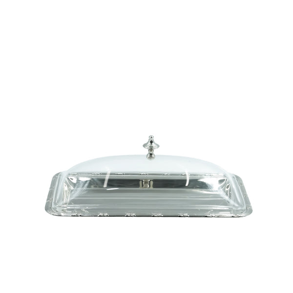 AMN-TW-1747S Silver Serving Tray with Acrylic Lid – 23cm (W) x 13cm (H) x 12cm (L)