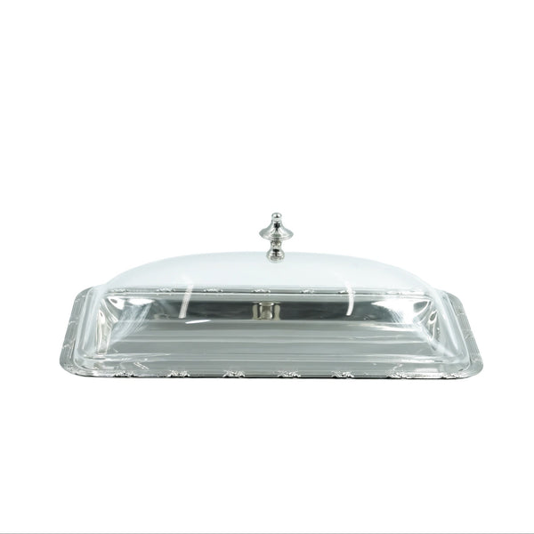 AMN-TW-1747M Silver Serving Tray with Acrylic Lid – 31cm (W) x 15cm (H) x 12cm (L)