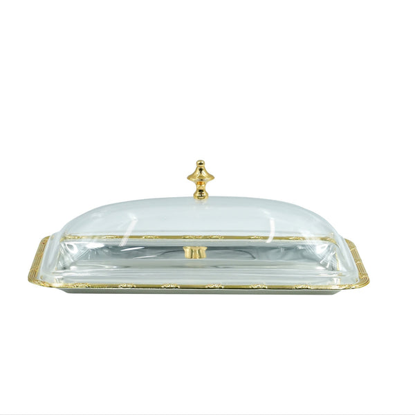 AMSG-TW-1747MP Silver & Gold Serving Tray with Acrylic Lid -31cm (W) x 15cm (H) x 12cm (L)