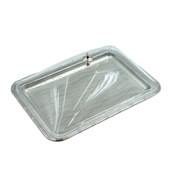 AMN-TW-2463MW Silver Serving Tray with Acrylic Lid - 43cm (W) x 30cm (H) x 16cm (L)