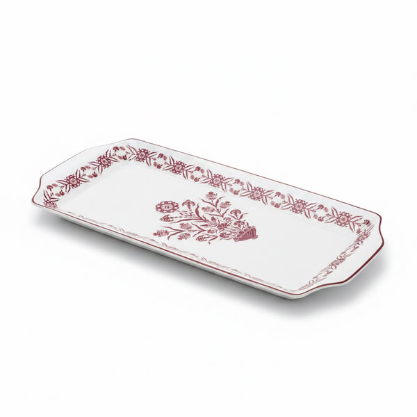 EM-002 36-Inch Ceramic Serving Tray with Red Rim and Red Floral Design | Siddiq Gifts Mussafah Abu Dhabi