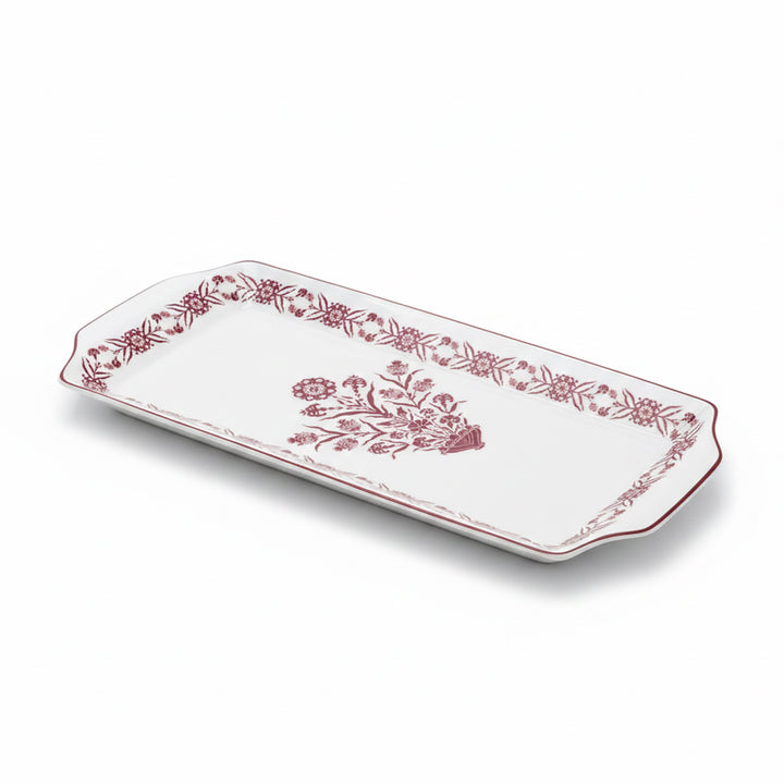 EM-002 36-Inch Ceramic Serving Tray with Red Rim and Red Floral Design | Siddiq Gifts Mussafah Abu Dhabi