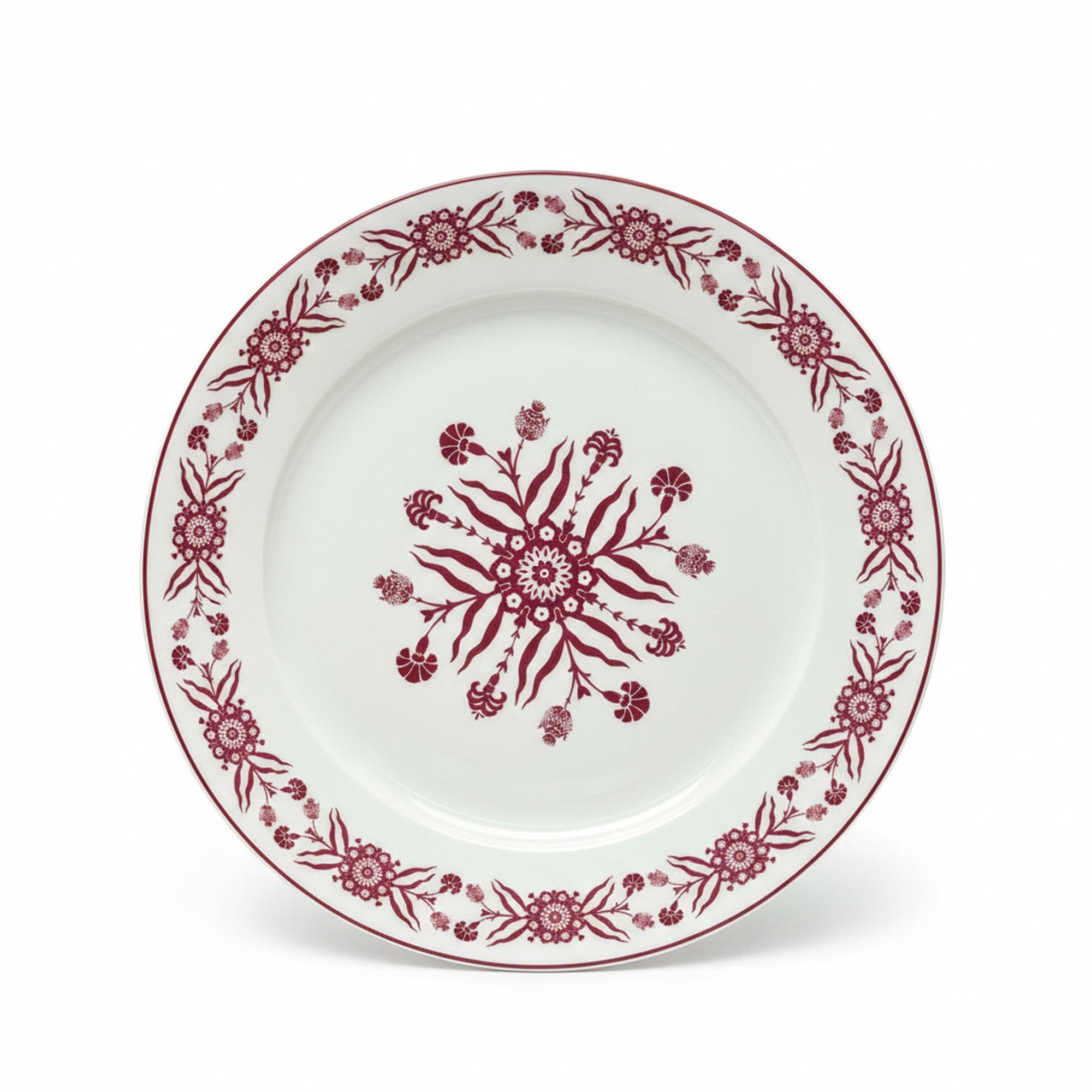 EM-003 Ceramic Dessert Plate with Red Rim – 8