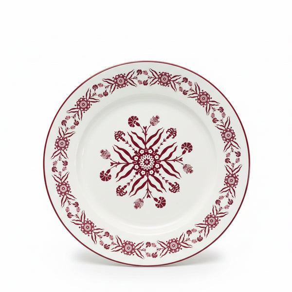 EM-004 10.5-Inch Ceramic Dinner Plate with Red Rim and Red Floral Design | Siddiq Gifts Mussafah Abu Dhabi