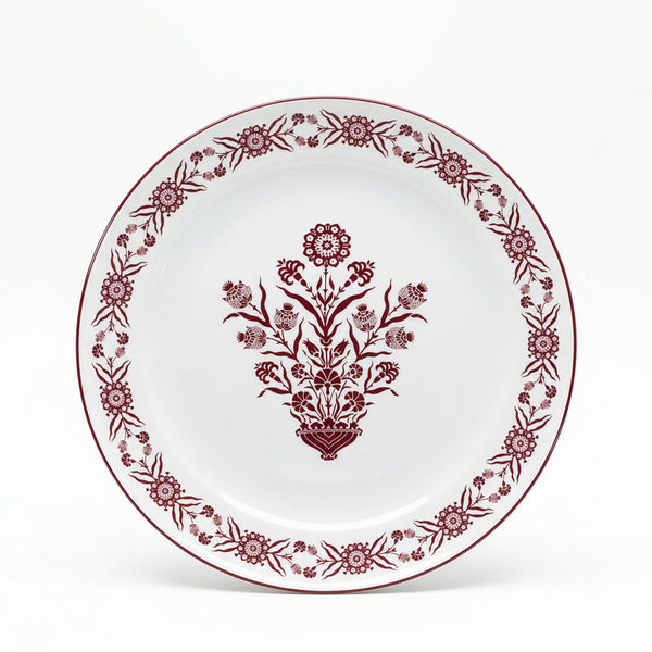 EM-005 31-Inch Ceramic Round Dish with Red Rim and Red Floral Design | Siddiq Gifts Mussafah Abu Dhabi