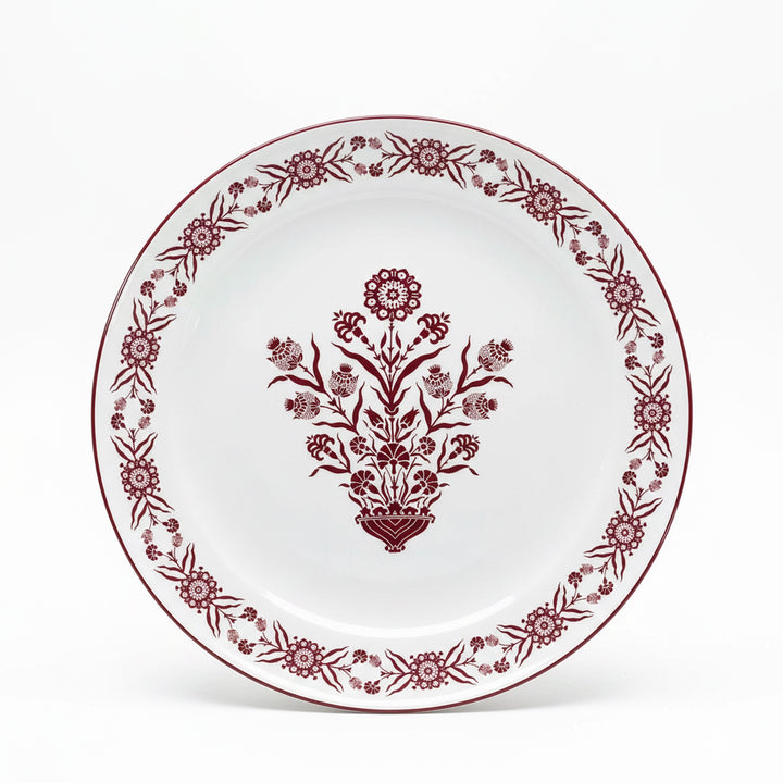 EM-005 31-Inch Ceramic Round Dish with Red Rim and Red Floral Design | Siddiq Gifts Mussafah Abu Dhabi