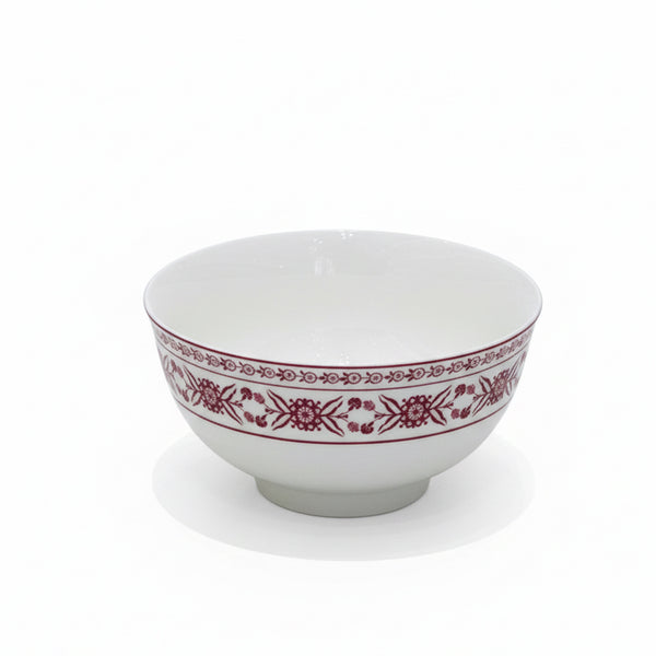 EM-007 5-Inch Ceramic Bowl with Red Rim and Red Floral Design | Siddiq Gifts Mussafah Abu Dhabi