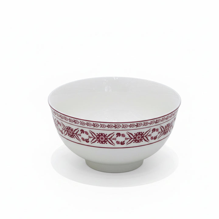 EM-007 5-Inch Ceramic Bowl with Red Rim and Red Floral Design | Siddiq Gifts Mussafah Abu Dhabi