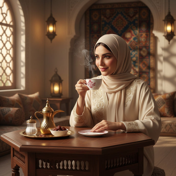 EM-008 12-Piece Milk Cup & Saucer Set with Red Rim and Red Floral Design | Siddiq Gifts Mussafah Abu Dhabi