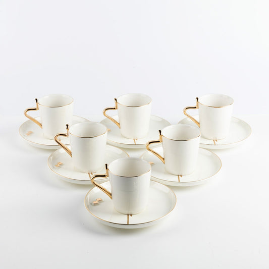 Liqaa Milk Tea Cup & Saucer Set Pearl White Gold-ET2789