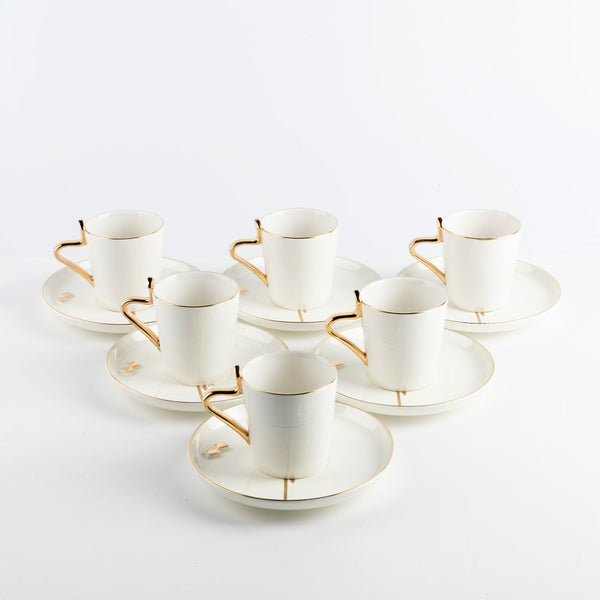 Liqaa Milk Tea Cup & Saucer Set Pearl White Gold-ET2789