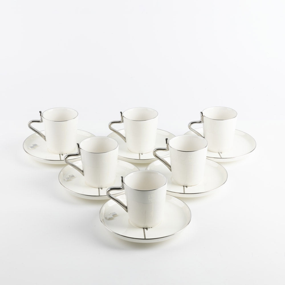 Liqaa Milk Tea Cup & Saucer Set Pearl White Silver-ET2790