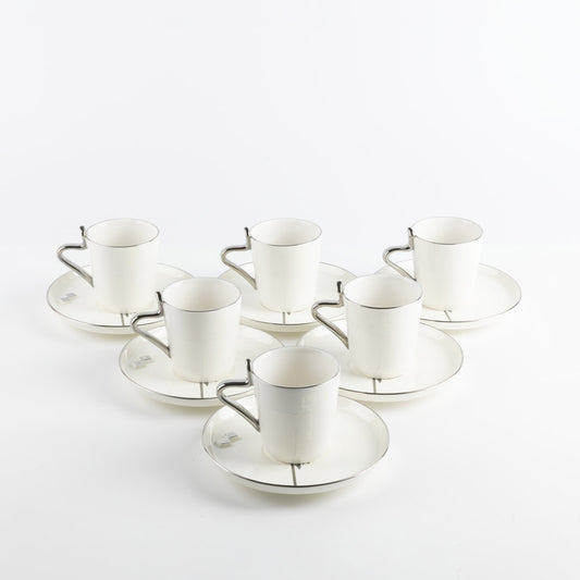 Liqaa Milk Tea Cup & Saucer Set Pearl White Silver-ET2790