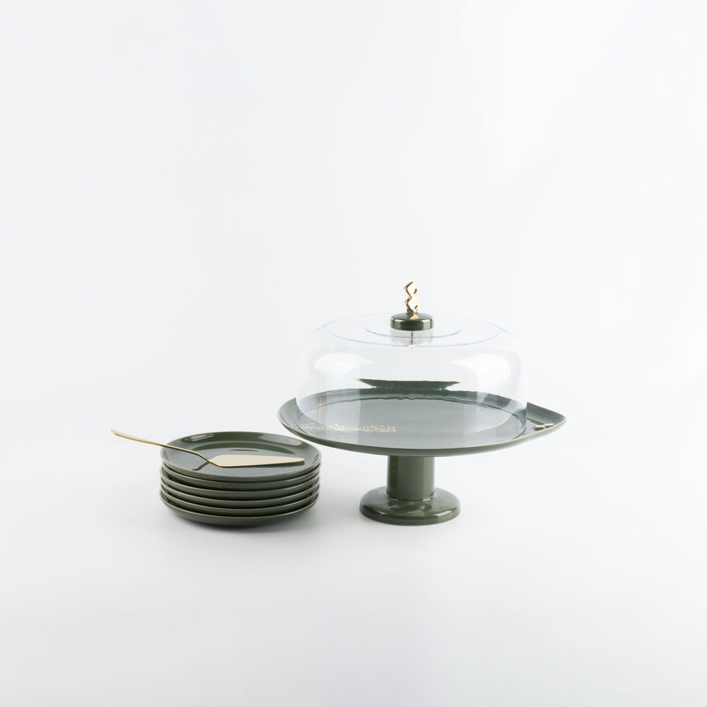 Liqaa Cake Stand With Plate Set Olive Gold ET-2842