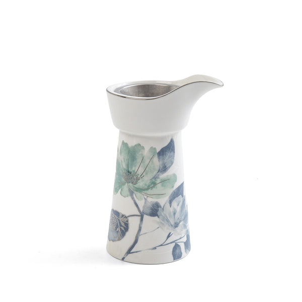 ET3022 Marisella Incense Burner – 8.9 × 17.5 cm – Blue & Silver Floral Design