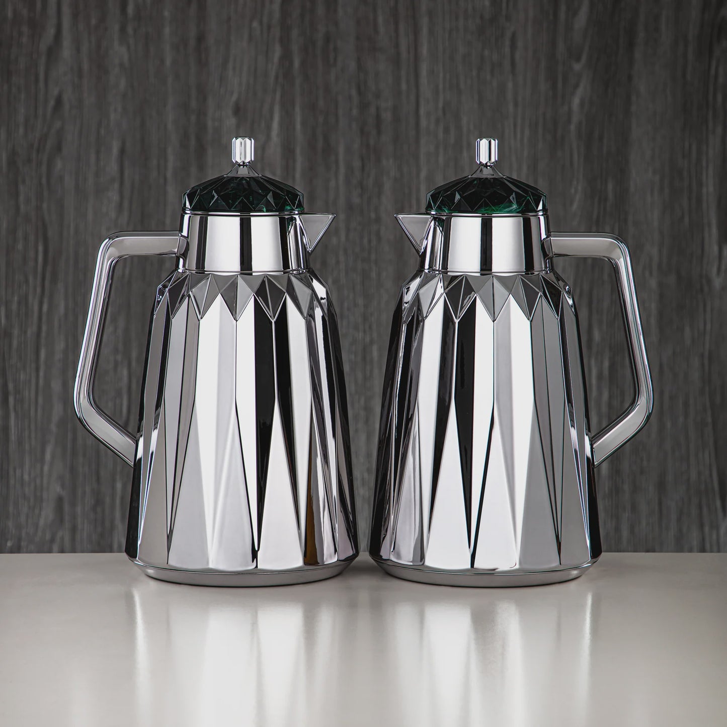 FG209 Vacuum Flask 2PC Set  Silver Green