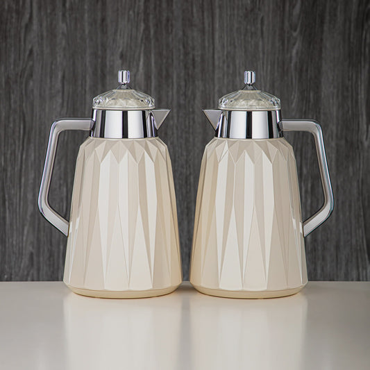 FG209 Vacuum Flask 2PC Set Pearl White Silver