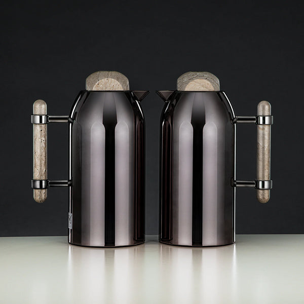 FG211 Vacuum Flask 2-Piece Set - (1L + 1L) – Gun Black with Marble Handle