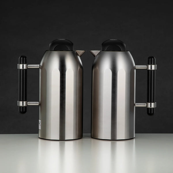 FG211 Vacuum Flask 2-Piece Set – (1L + 1L) – Matte Nickel with Black Handle